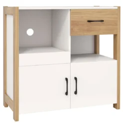 Küchenschrank Buffetschrank mit 2 Türen & Schubladen Buffet Sideboard modern 80 x 31,5 x 82cm Weiß