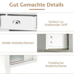 Küchenschrank Freistehender Buffetschrank mit Schiebetüren 76 x 47 x 170 cm Weiß