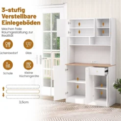 Küchenschrank Holz Buffetschrank mit Steckdosen & USB-Anschlüssen Hochschrank Küchen 100 x 40 x 181 cm Weiß