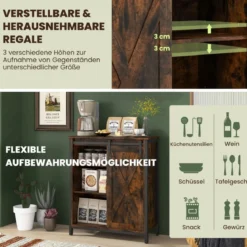 Küchenschrank im Farmhaus-Stil Rustikales Sideboard mit Schiebetür & Verstellbaren Regalen