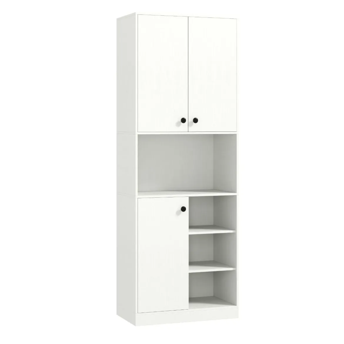 Küchenschrank mit 3 Türen & Offenen Regalen Buffetschrank mit Arbeitsplatte Hochschrank Weiß