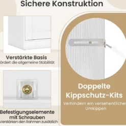 Küchenschrank mit 4 Türen & Verstellbaren Regalen Buffetschrank Vorratsschrank Weiß