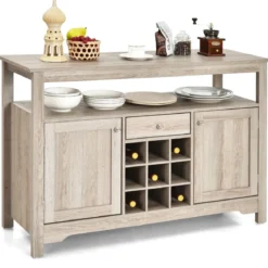 Küchen-Sideboard Küchenspeicherschrank Geschirr-Organisator Küchenschrank aus Holz 116 x 40 x 80,5 cm Grau