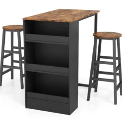 Küchentisch mit 2 Hockern Platzsparender Bistrotisch Thekentisch Esstisch Set Stehtisch