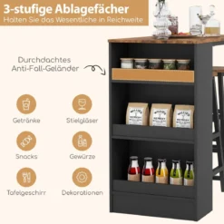 Küchentisch mit 2 Hockern Platzsparender Bistrotisch Thekentisch Esstisch Set Stehtisch