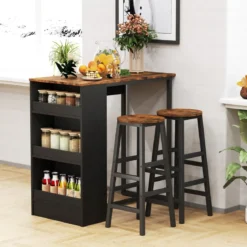 Küchentisch mit 2 Hockern Platzsparender Bistrotisch Thekentisch Esstisch Set Stehtisch