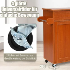 Küchenwagen mit Handtuchhalter & Gewürzboard & Schublade Kücheninsel Rollbarer Küchenschrank