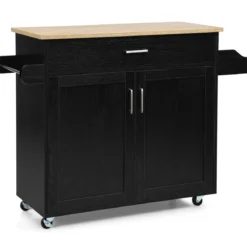 Küchenwagen mit Handtuchhalter & Gewürzboard & Schublade Kücheninsel Rollbarer Küchenschrank