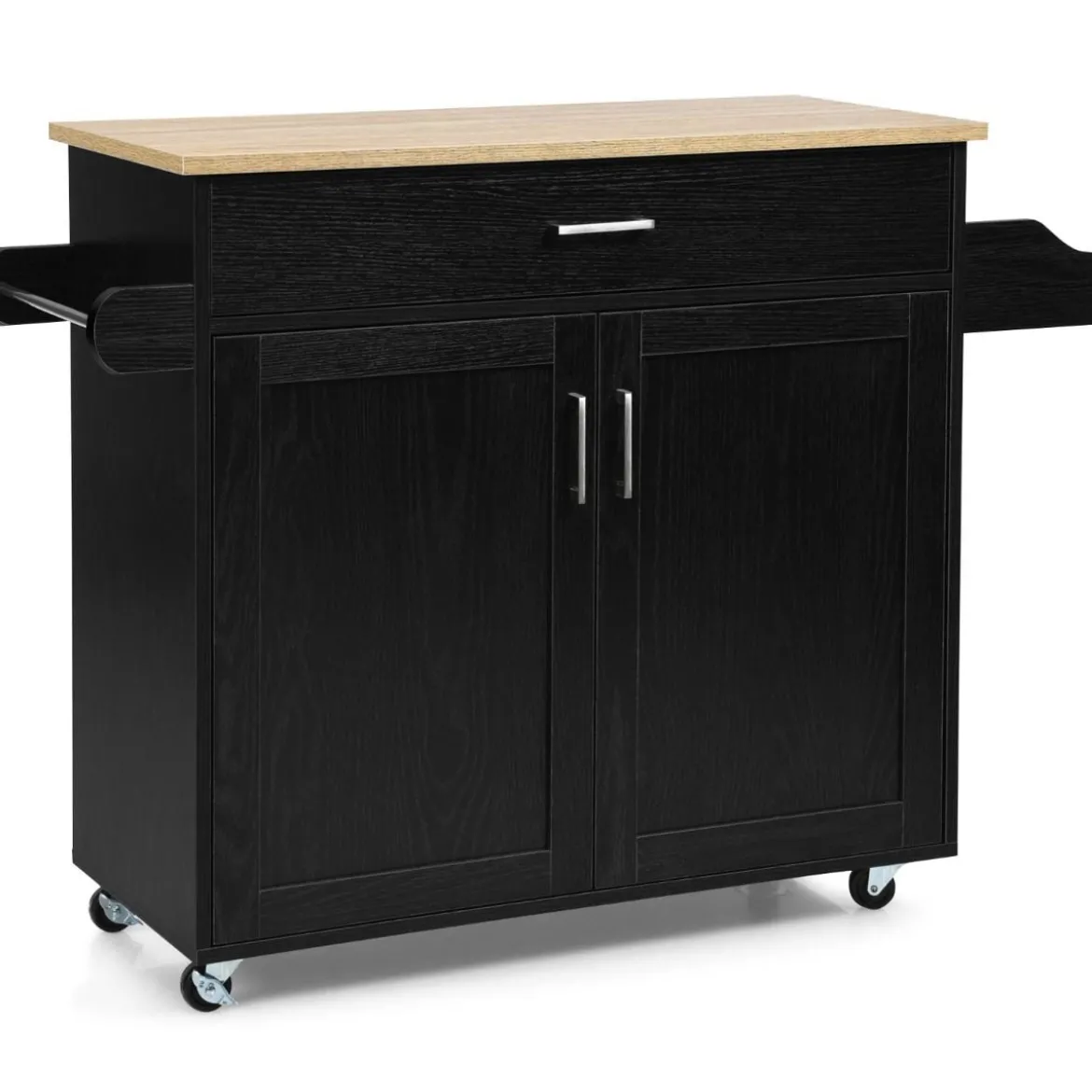 Küchenwagen mit Handtuchhalter & Gewürzboard & Schublade Kücheninsel Rollbarer Küchenschrank