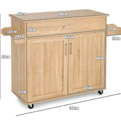 Küchenwagen mit Handtuchhalter & Gewürzboard & Schublade Kücheninsel Rollbarer Küchenschrank