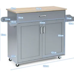 Küchenwagen mit Handtuchhalter & Gewürzboard & Schublade Kücheninsel Rollbarer Küchenschrank