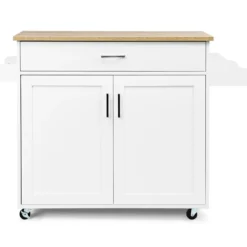Küchenwagen mit Handtuchhalter & Gewürzboard & Schublade Kücheninsel Rollbarer Küchenschrank
