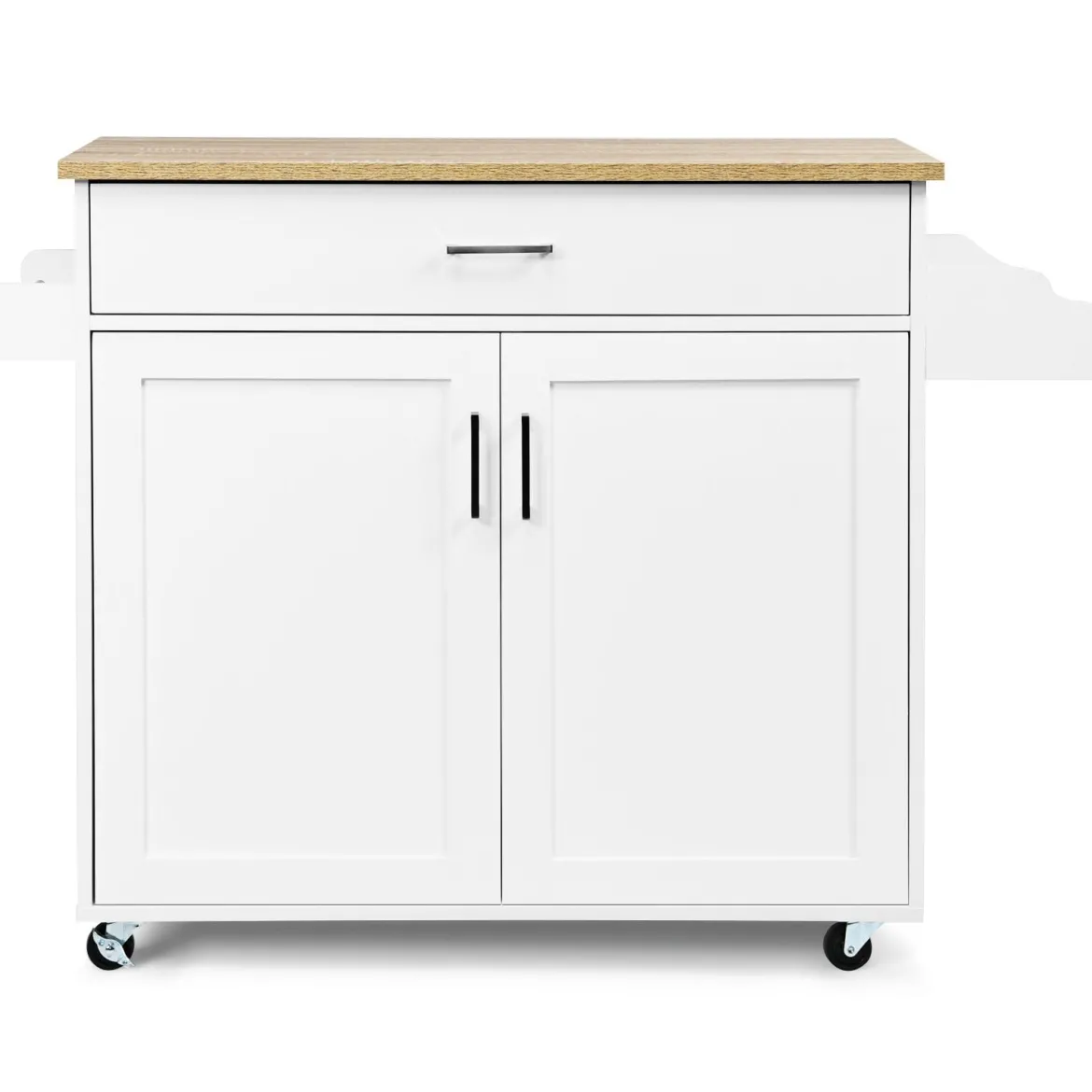 Küchenwagen mit Handtuchhalter & Gewürzboard & Schublade Kücheninsel Rollbarer Küchenschrank