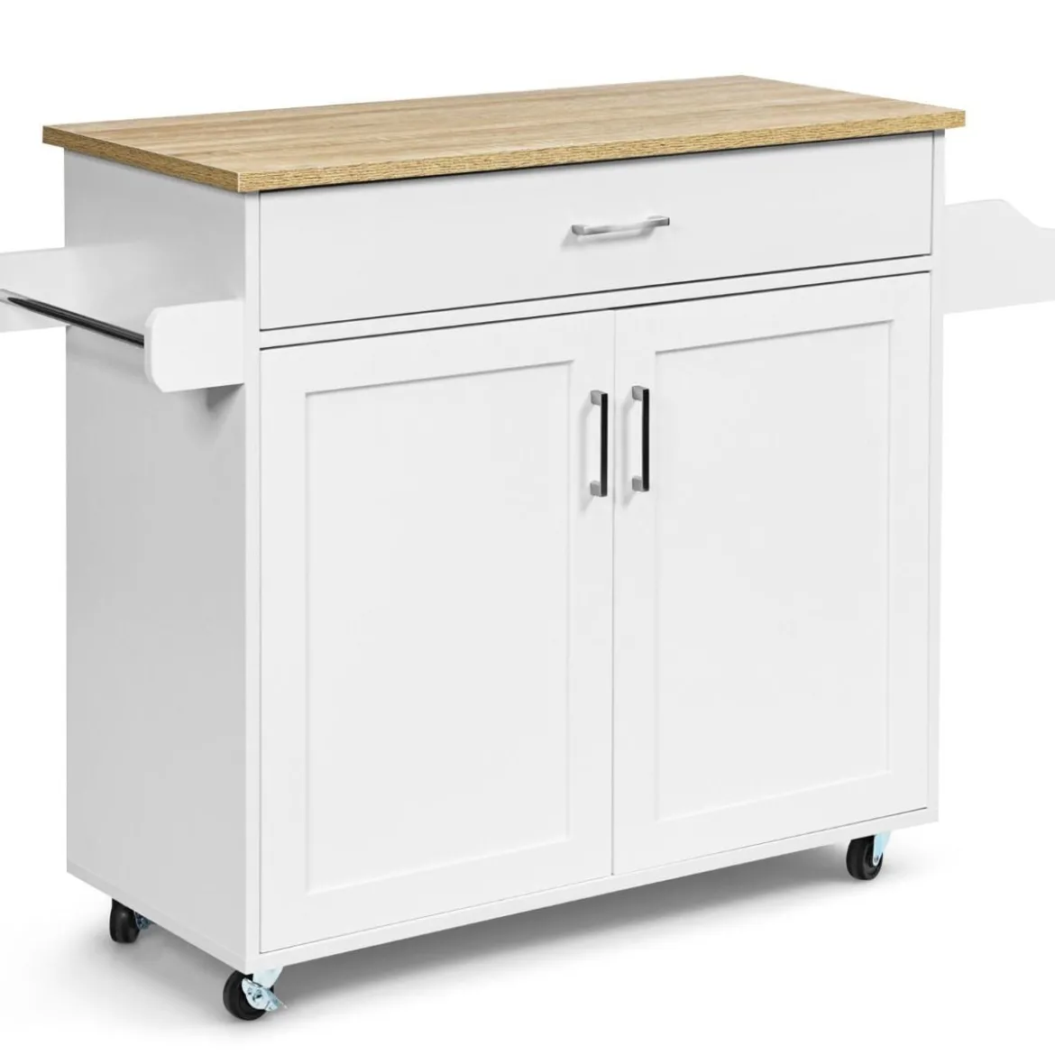 Küchenwagen mit Handtuchhalter & Gewürzboard & Schublade Kücheninsel Rollbarer Küchenschrank