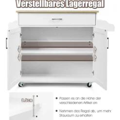 Küchenwagen mit Handtuchhalter & Gewürzboard & Schublade Kücheninsel Rollbarer Küchenschrank
