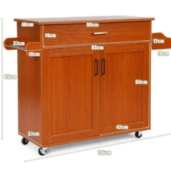 Küchenwagen mit Handtuchhalter & Gewürzboard & Schublade Kücheninsel Rollbarer Küchenschrank