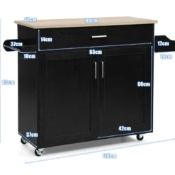 Küchenwagen mit Handtuchhalter & Gewürzboard & Schublade Kücheninsel Rollbarer Küchenschrank