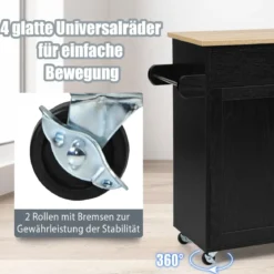 Küchenwagen mit Handtuchhalter & Gewürzboard & Schublade Kücheninsel Rollbarer Küchenschrank