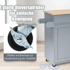 Küchenwagen mit Handtuchhalter & Gewürzboard & Schublade Kücheninsel Rollbarer Küchenschrank