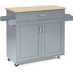 Küchenwagen mit Handtuchhalter & Gewürzboard & Schublade Kücheninsel Rollbarer Küchenschrank