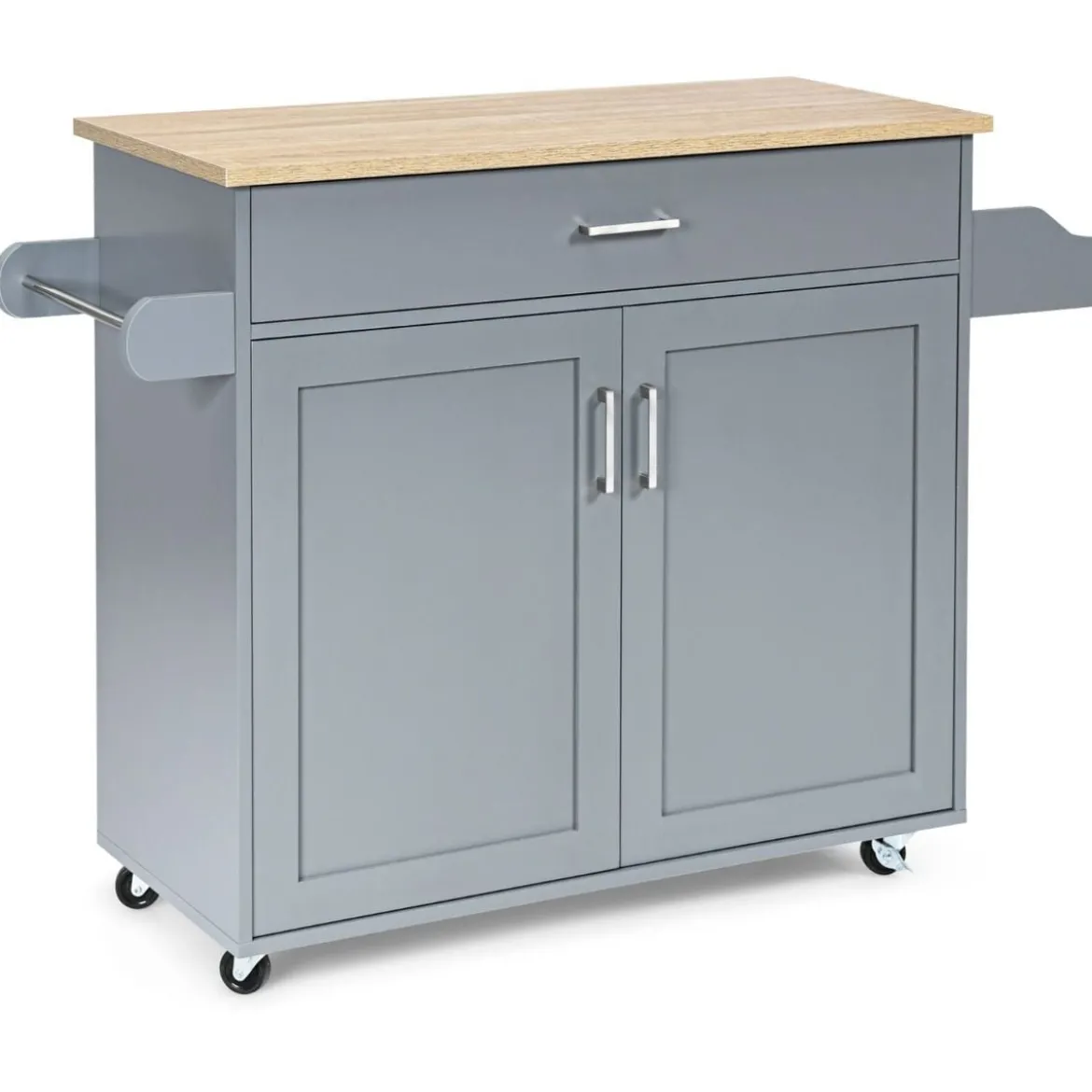 Küchenwagen mit Handtuchhalter & Gewürzboard & Schublade Kücheninsel Rollbarer Küchenschrank