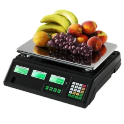 40 kg Digitale Ladenwaage Preisrechnende Lebensmittelwaage aus Edelstahl mit Beidseitigem LCD-Display