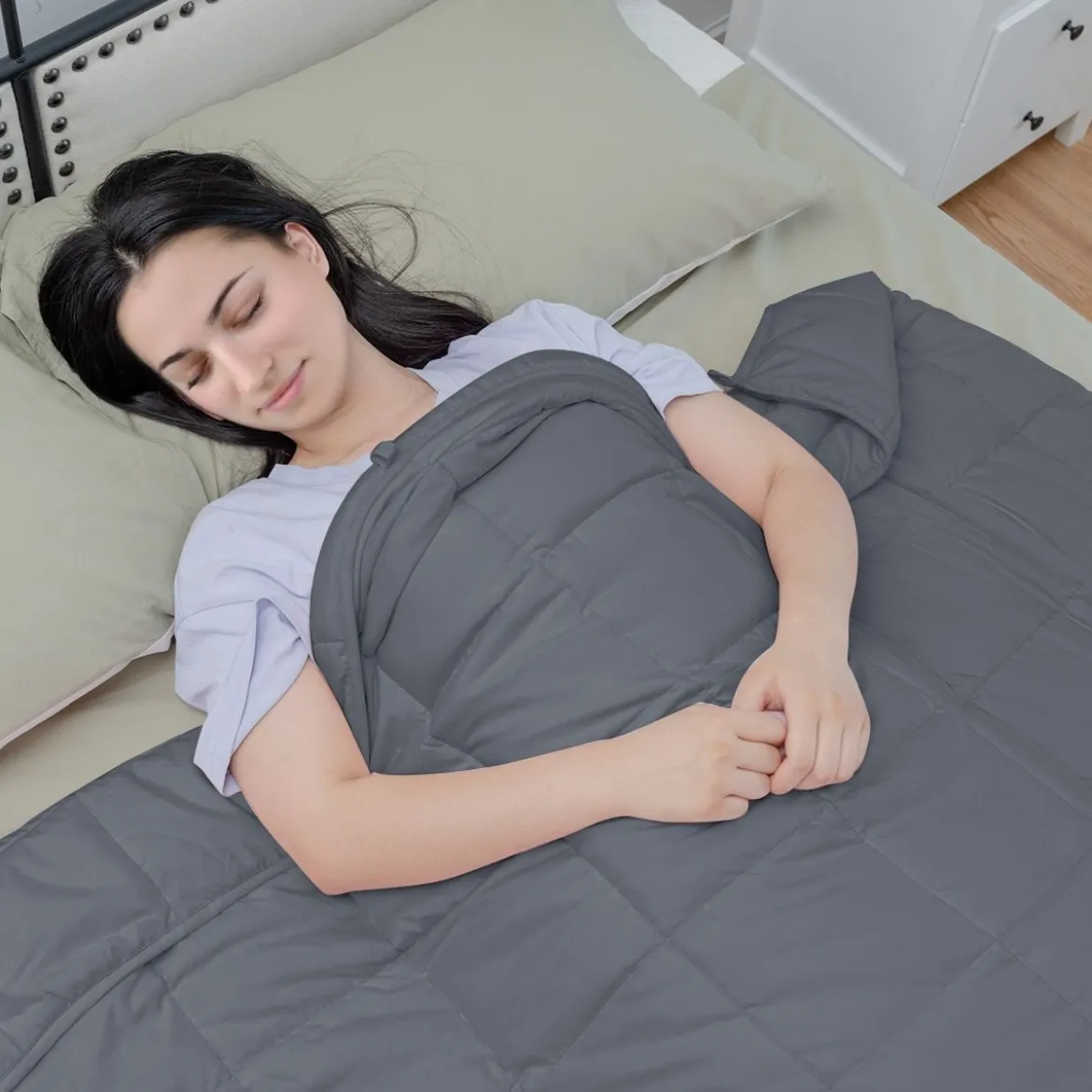 9,1 kg Gewichtete Decke mit Aufbewahrungstasche schwere Decke 183 x 122 cm Grau