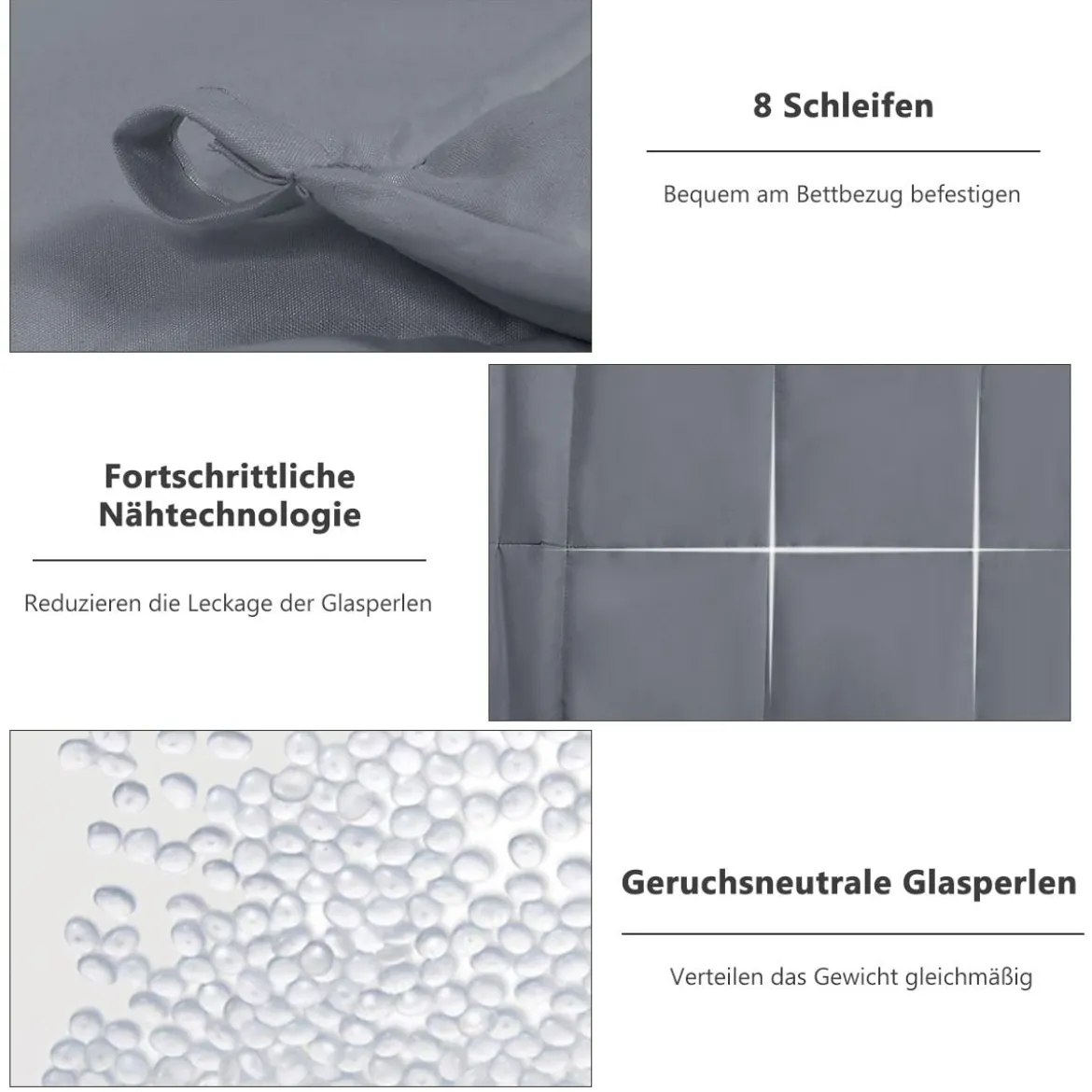 9,1 kg Gewichtete Decke mit Aufbewahrungstasche schwere Decke 183 x 122 cm Grau