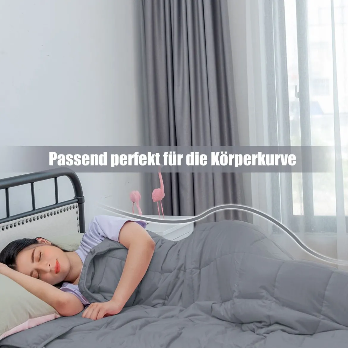 9,1 kg Gewichtete Decke mit Aufbewahrungstasche schwere Decke 183 x 122 cm Grau