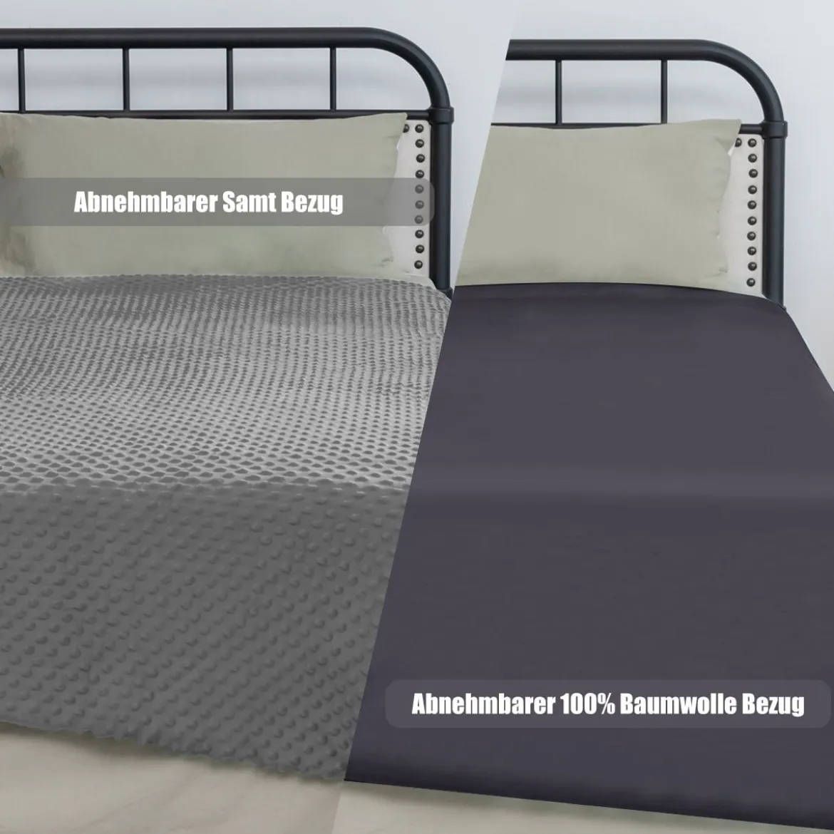 9,1 kg Gewichtete Decke mit Aufbewahrungstasche schwere Decke 183 x 122 cm Grau
