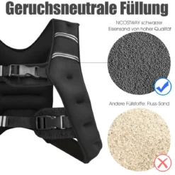 8KG Gewichtsweste Trainingsweste mit Reflexstreifen und verstellbarem Riemen Fitnessweste