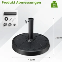 14 kg schwerer Schirmständer mit 45 cm Durchmesser für Schirmstangen von φ38/48 mm