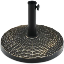 12 kg Sonnenschirmständer aus Kunstharz in Rattanoptik Runder Schirmständer Bronze