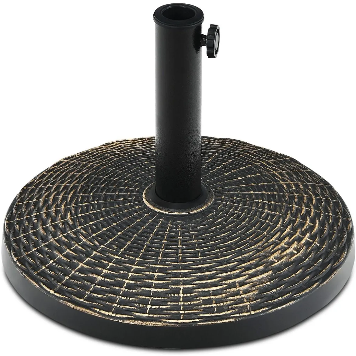 12 kg Sonnenschirmständer aus Kunstharz in Rattanoptik Runder Schirmständer Bronze