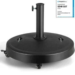 23 kg Sonnenschirmständer mit Rollen & Griffen Schirmständer für Schirmstangen von 38/48 mm Ø52 cm Marktschirmständer