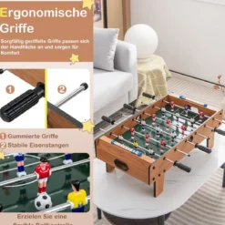 Kickertisch in Zimmergröße Platzsparender Fußballtisch mit Robustem Griff 69 x 36 x 24 cm Natur