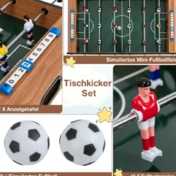 Kickertisch in Zimmergröße Platzsparender Fußballtisch mit Robustem Griff 69 x 36 x 24 cm Natur
