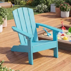 Kinder Adirondack Stuhl aus HIPS Gartenstuhl mit Ergonomischer Rückenlehne Türkis