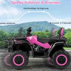 Kinder-ATV 24V 2-Sitzer 4-Rad Quad Elektrofahrzeug mit 4 Motoren sanfter Start & Federung LED-Lichter Musik Kinderauto Schwarz/Rosa