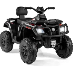 Kinder-ATV 24V 2-Sitzer 4-Rad Quad Elektrofahrzeug mit 4 Motoren sanfter Start & Federung LED-Lichter Musik Kinderauto Schwarz/Rosa