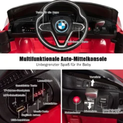 Kinderauto 12 V Batteriebetriebenes Elektroauto mit 2,4 G-Fernbedienung Rot