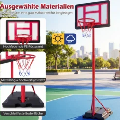 Kinder Basketballkorb 95-155 cm höhenverstellbares Basketballständer mit befüllbarem Sockel Rot