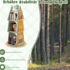Kinderbücherregal 360° drehbar Kinder Bücherkarussell 4 Ebenen in Baumform Ø48 x 102 cm freistehendes Displayregal