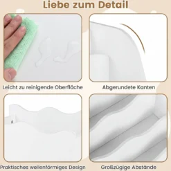 Kinder Bücherregal 3-stufiges Montessori Spielzeugregal aus Holz mit Rollbarer Schublade Weiß