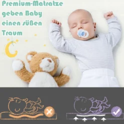 Kinderbett-Matratze Premium-Schaumstoff-Kinderbett Babymatratze 120 x 60 x 5 cm Weiß + Grau