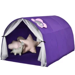 Kinderbett Spielzelte für Kinder Tragbares Pop-Up-Spielhau 144 x 102 x 82cm Lila