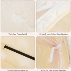 Kinder Bettzelt mit Leuchtsternen Netzvorhängen & Lichterkette Magischer Spielzelt Schlafzelt