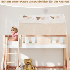 Kinder Bettzelt mit Leuchtsternen Netzvorhängen & Lichterkette Magischer Spielzelt Schlafzelt