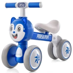 Kinder Blaue Katze Laufrad mit 4 Räder für 10-36 Monate Baby Erst Rutschrad Fahrrad Lauflernrad
