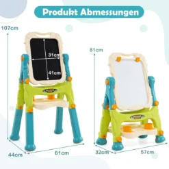 Kinder Doppelseitige Tafel mit Whiteboard & Kreidetafel Höhenverstellbare Kindertafel